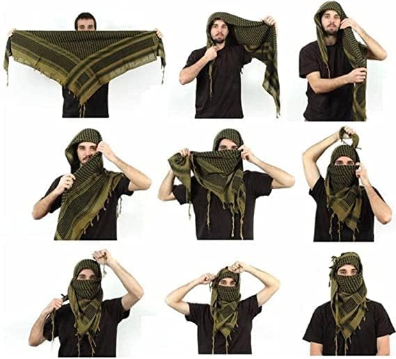 Aonal Military Shemagh Tactical Desert Scarf, 100% Cotton Keffiyeh Neck Head Scarf Wrap for Men Women