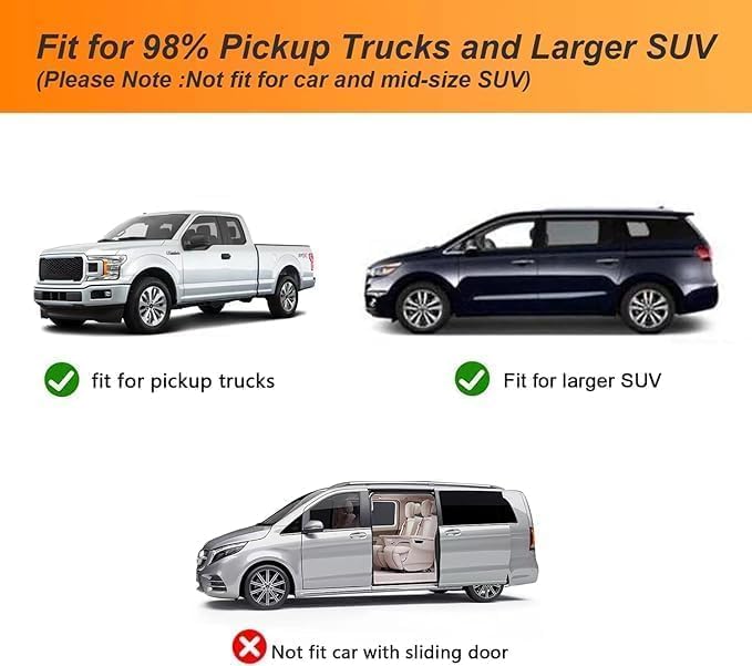 Car Rear Side Window Shades for Pickup Trucks,7 Seats Larger SUVs, Breathable Stretchy Mesh Car Sun Shades Covers for Camping, Anti-Sun Glare, Reduce UV Rays,Privacy Protecstion,2 Pack