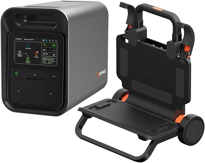 Enphase IQ PowerPack 1500Wh + IQ Cart | UL 9540A Certified Portable Power Station | Home Backup Power Outage Emergency | LFP Battery | IQ8 Microinverters | Solar Generator | Enphase App