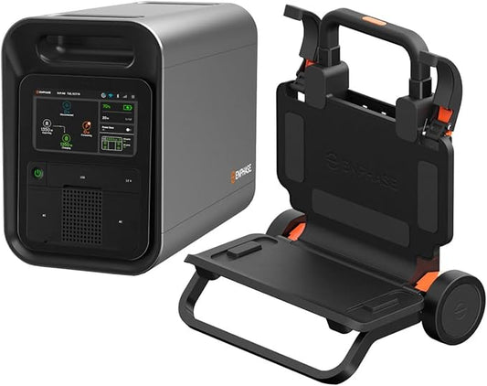 Enphase IQ PowerPack 1500Wh + IQ Cart | UL 9540A Certified Portable Power Station | Home Backup Power Outage Emergency | LFP Battery | IQ8 Microinverters | Solar Generator | Enphase App