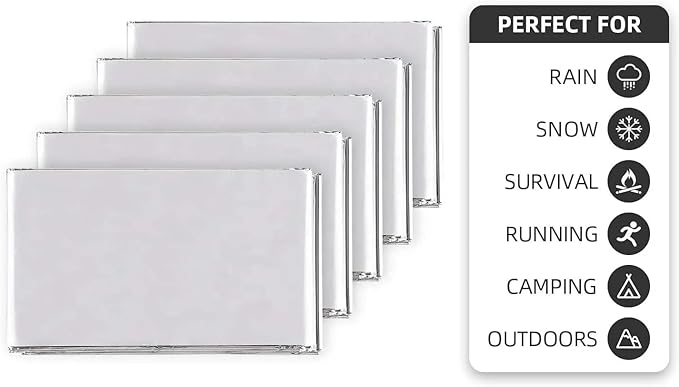 Emergency Survival Blanket, Mylar Thermal Blanket, Gigantic Space Blanket 82" x 63" (10)