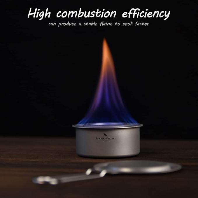 iBasingo Mini Titanium Spirit Stove Alcohol Heater Wood Burner with Stand Outdoor Camping Hiking Backpacking Furnace Tourist Cooker Survival Trekking Hiking Supplies (Ti2011C)