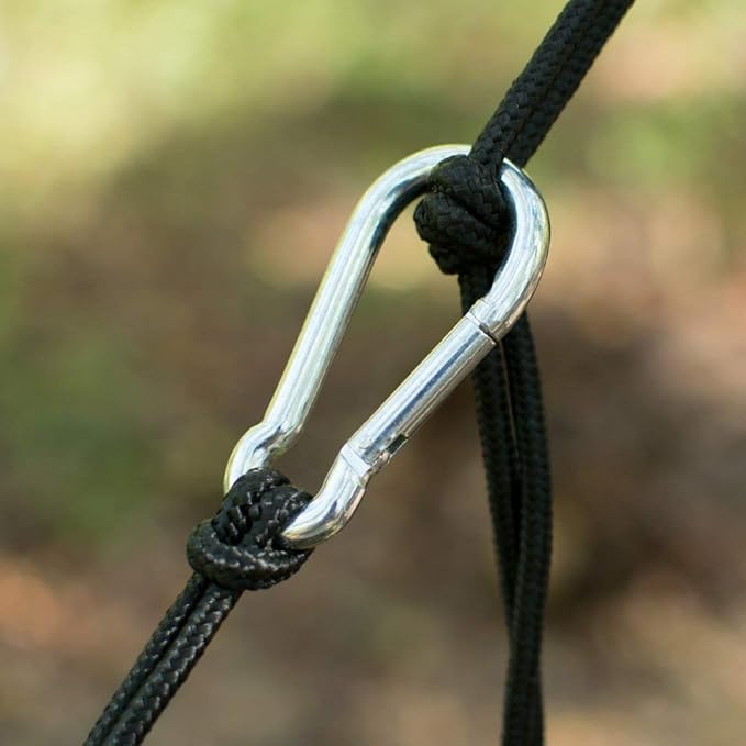 Fox Outfitters Neolite Double Camping Hammock - Lightweight Portable Nylon Parachute Hammock for Backpacking, Travel, Beach, Yard. Hammock Straps & Steel Carabiners Included (Grey/Lime Green)