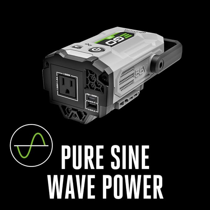 EGO POWER+ Portable Inverter, 180W, Power Inverter Generator, Quiet, Battery and Charger Not Included - PAD1800