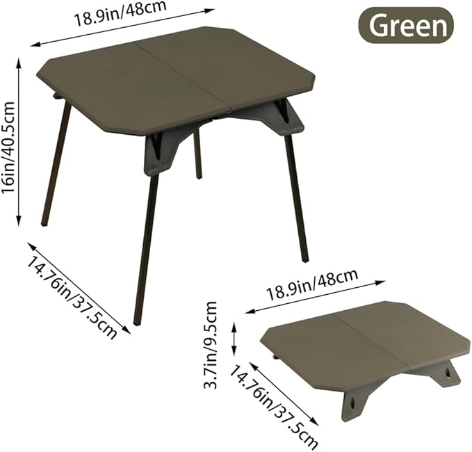 Folding Camping Table,Outdoor Small Portable Aluminum Camp Table with Backpacking Carrying Bag for Camping Beach Picnic Grilling Hiking FishingTravel （Dark Green