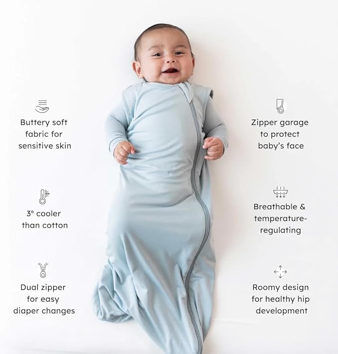 KYTE BABY Unisex Sleep Bag for Babies and Toddlers, 97% Rayon Made From Bamboo, 3% Spandex, 0.5 Tog (Medium, Fog)