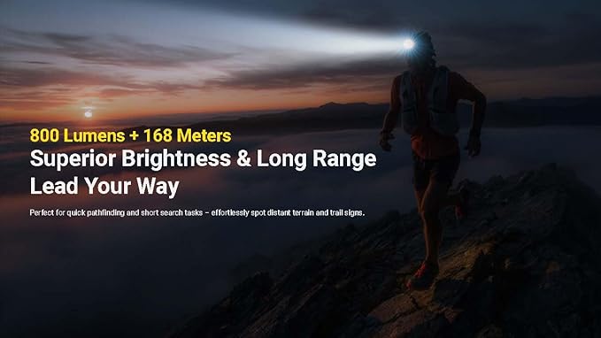 Nitecore UT27 MCT Pro 800 Lumen Running Headlamp USB-C Rechargeable Dual Power with 3 Color Temperatures Red Light Lightweight Trail Hiking Camping Sticker (Black)
