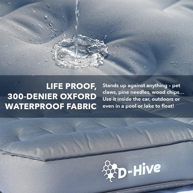 D-Hive Shortened Length - Unbeatable Durability SUV Air Mattress for Car Camping, Durable Extra Thick 300D Oxford Fabric, Quick Easy Set-Up w/Electric Pump, Car Mattress with Base Extenders 180cm