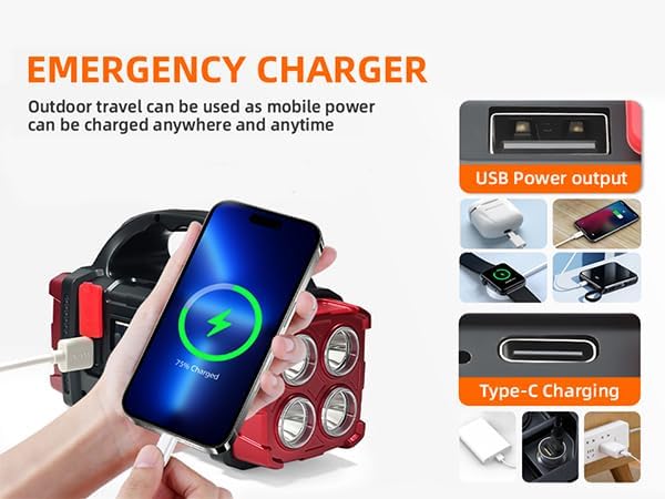 Versatile Solar Flashlight with Dual Charging Modes | 4 Light Modes USB/Solar Powered| Portable Emergency Charger & Outdoor Camping Light (Gold)