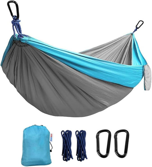 Camping Hammock, Portable Hammocks with Tree Straps & Attached Carry Bag, Travel Tree Hammocks for Outside Indoor Hiking Beach Backpack Travel(Gray, Nylon)