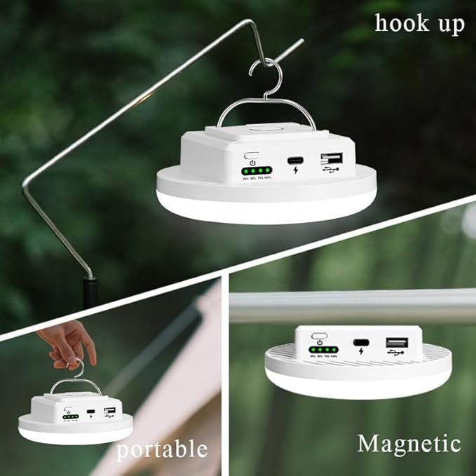 Camping Lights Tent Light 4500 Lumens 45W Outdoor Canopy Magnetic Hanging ,Emergency Lights for Home（White）