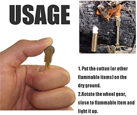 Ambrogio.L EDC Gear Spark Wheel Fire Starter Lighter Survival Outdoor Tool Kit Keychain,Gift/1x Waterproof Pill Container Holder Box