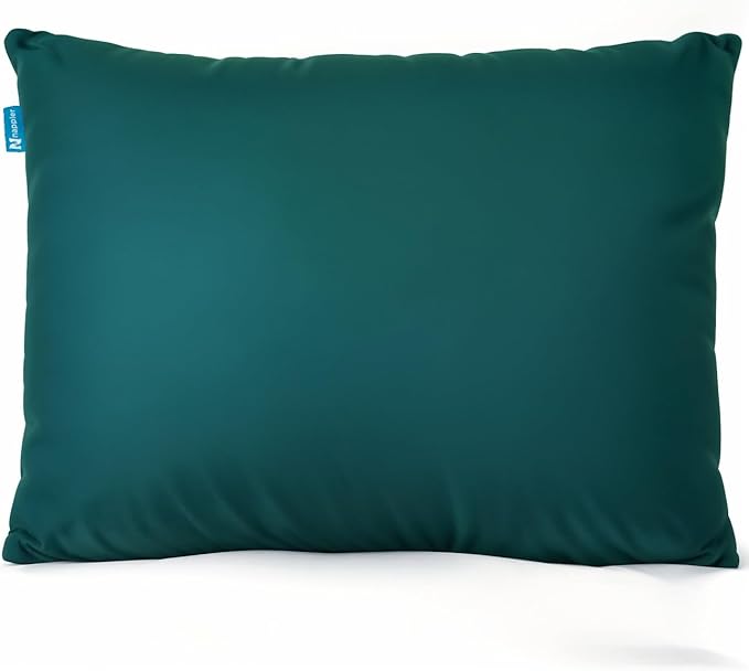 Nappler Green Small Shredded Memory Foam Pillow for Travel and Camping - Compressible Medium Firm Bed Pillow, Breathable Cover, Machine Washable, Backpacking, Airplane and Car