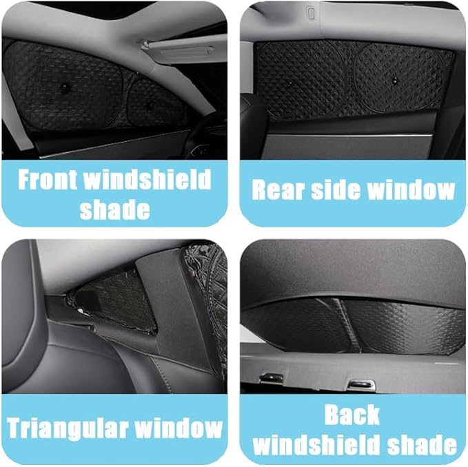 Upgraded Camping Privacy Curtain 8 Pieces for Tesla Model 3 2017-2025 Window Sunshade for Model 3 Highland Camping Shades Windshield Sunshade Privacy Screens forTesla Accessories