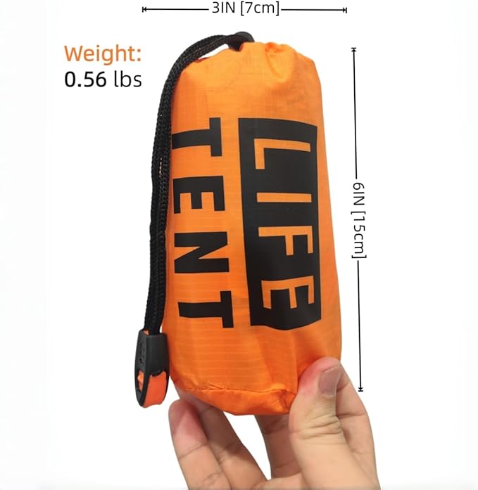 Emergency Survival Tent. 2-Person Tube Shelter Waterproof & Windproof Reusable Thermal Blanket Compact,Lightweight Includes SOS Whistle Perfect for Camping, Hiking, and Emergencies.