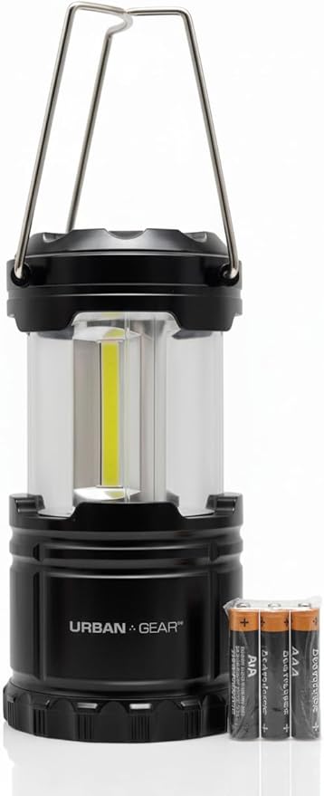 Lewis N. Clark Collapsible Camping Lantern | LED Portable Lantern for Indoor or Outdoor Use | Waterproof Lamp with Batteries Included | for Camping, Backpacking, Hiking, or Power Outage | Black