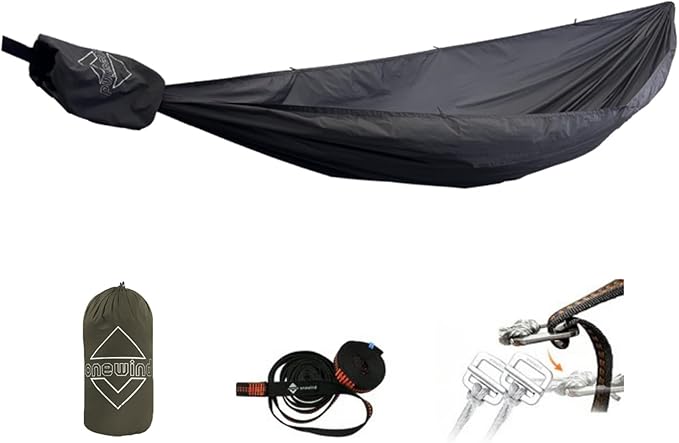 Onewind 11ft Ultralight Camping Hammock, Portable Hammock with 2 * 12Ft Tree Straps, 40D 1.7oz Nylon Ripstop Lightweight Hammock for Camping Hiking Backpacking, 11' x 55" Dark Grey