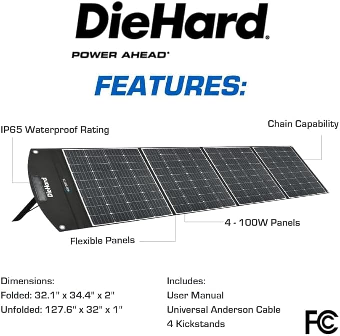 DieHard Portable Power Station 2400-Watt (4800-Watt Peak) 2048Wh with 400W Solar Panel - Quiet Solar Generator, for Home Backup, Weather, Outdoor Recreation, Jobsite and More