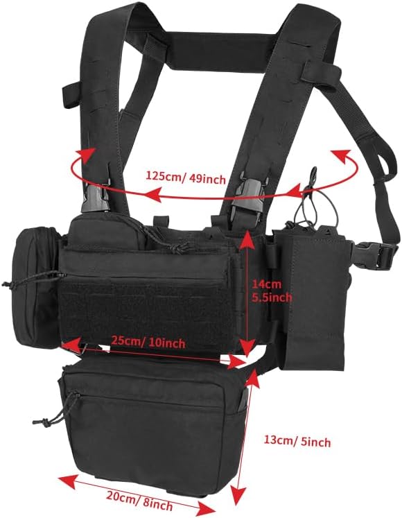 Tactical Chest Mini Rig 1000D Quick Release Multifunctional Tactical Vest Outdoor with Multi-Pockets