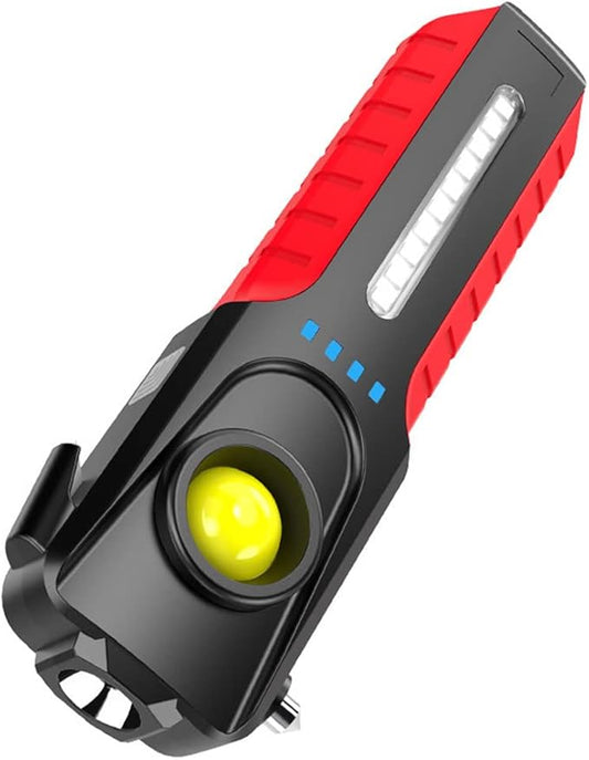 BY-J Car Flashlights for Emergencies, Window Breaker Seatbelt Cutter Multifunction LED Work Light, 4 Modes Bright COB Rechargeable Inspection Light for Car Repair, Household, Camping