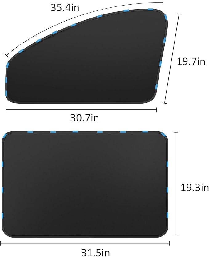 Side Window Shade Car Curtains - Privacy Sun Shades Magnetic 100% Block Light Car Window Covers with Cooler Feeling (Black, D-4pcs)