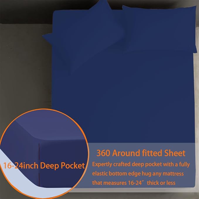 AEHISDHIE Air Mattress Sheets - 2 Pieces Set - Suitable for Inflatable mattresses 18 inches deep - can be inflated Without disassembly, Convenient, Sturdy, Easy to use air Bed Sheet (Navy Blue, Twin)