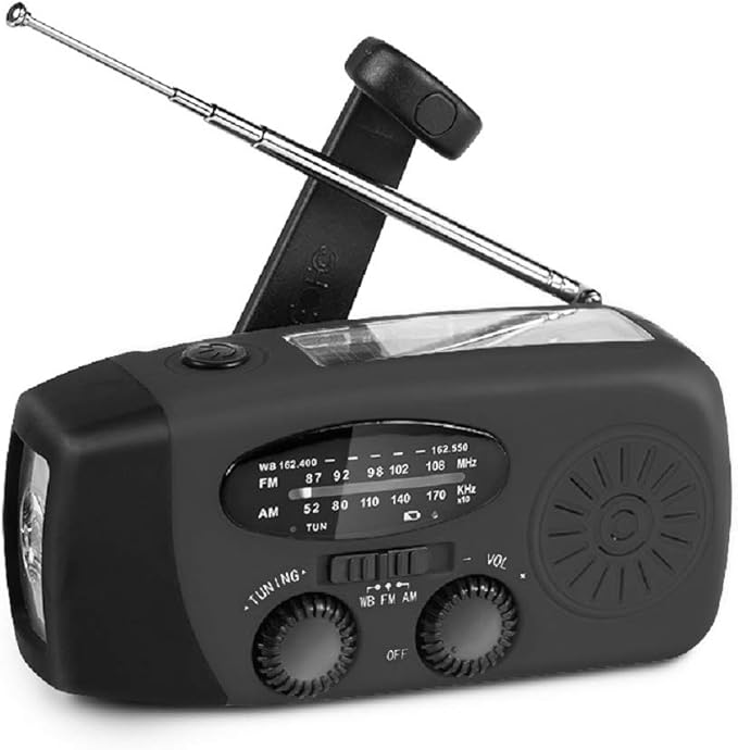 Portable Solar Emergency Weather Radio Hand Crank AM/FM NOAA Survival Radio with LED Flashlight 2000mAh Cellphone Charger for Smart Phone for Home Outdoor Camping Traveling Earthquake