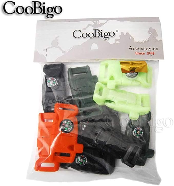 Paracord Buckle with Whistle Compass, Side Release Plastic Buckles for Paracord Bracelet