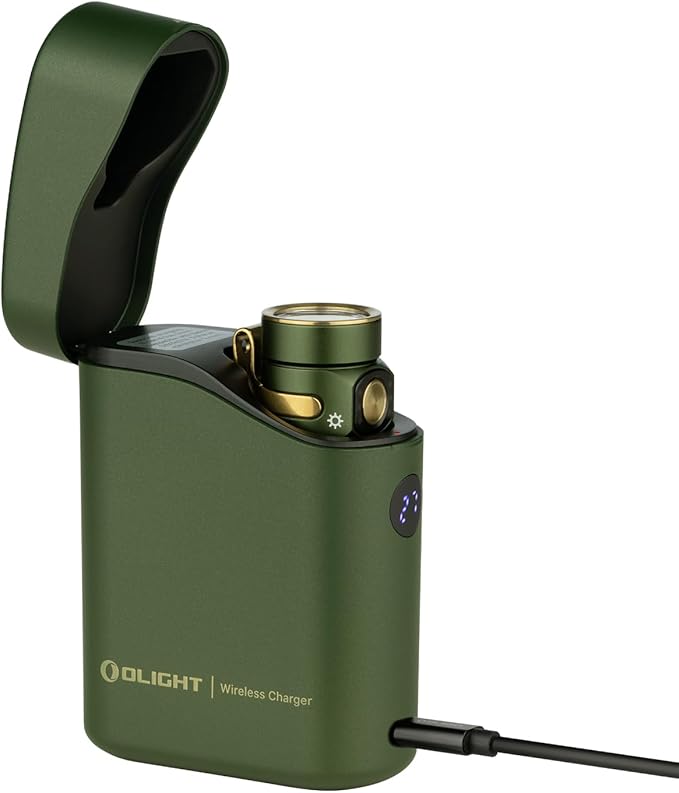 OLIGHT Baton4 Premium Edition EDC Flashlights 1300 Lumens with Type-C Charging Box, Powered By Rechargeable Battery, Small Bright Light IPX8 Waterproof for Emergencies Outdoors (OD Green)