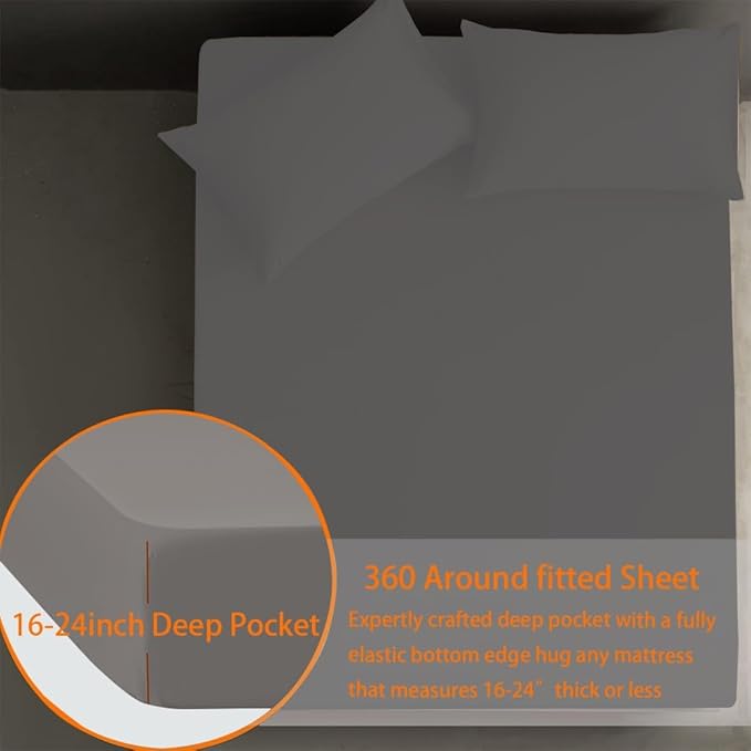 AEHISDHIE King Sheet Sets - Air Mattress Sheets, 3 Pieces, 16 to 24 inch, Inflate Without Disassembly, Convenient & Firm, Easy to Use (Gray, King)