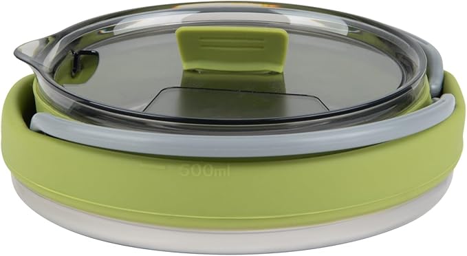 Hi Tek 1 Liter Collapsible Camping Kettle, 1 Portable Cook Pot - With Perforated Lid, Stainless Steel Bottom, Silicone Camping Coffee Pot, With High Heat Nylon Handles, For Travel - Restaurantware