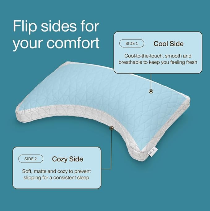 Coop Home Goods Cool Side Crescent Pillowcase, King Size Cooling Pillow Case for Hot Sleepers, Crescent Shape, Two-Sided Pillow Covers, Cozy Side & Cool Side, Ultra Soft Lulltra Cool Technology