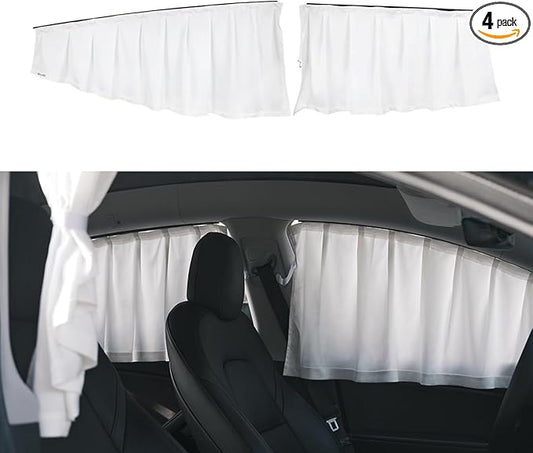 TPARTS Side Window Sunshade for Tesla Model Y 2021-2026 (Including New Model Y Juniper) Privacy Curtain Blinds Front & Rear Window Shade Silk Fabric Set of 4 (Standard, Premium, Performance)