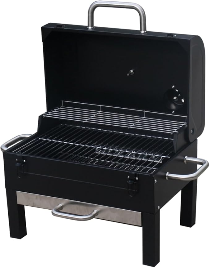 GasOne Portable Tabletop BBQ Grill - 18-inch, 2-Tiered, Side Handles & Lid - Compact Charcoal Grill for Picnic & Tailgate