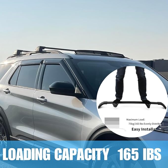 Black Roof Rack Cross Bars fit for Ford Explorer 2020-2024 2025 XLT,Limited,ST Accessories Cargo Carrier Bag Luggage Kayak Canoe Bike Snowboard Skiboard