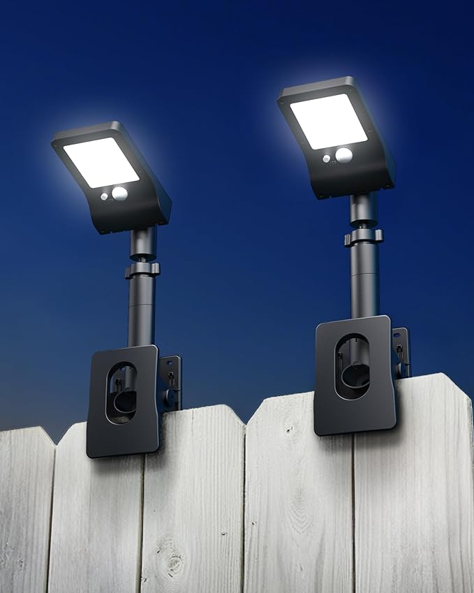 Clip On Solar Lights Outdoor, 350LM Solar Motion Sensor Clamp Light with 1200mAh Battery, 3 Modes 360° Adjustable Waterproof Fence Lights for Porch, Mailbox, Camping, Emergency, Security