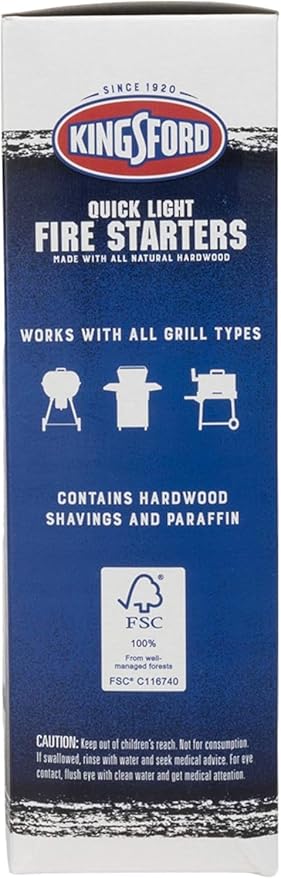 Kingsford Quick Light Fire Starter Rolls, All Natural Hardwood with Paraffin, Water Resistant and Easy Lighting for Charcoal, Pellet Grills, Smokers, Campfires, Outdoor Fireplaces, 16 Count - 2 Pack