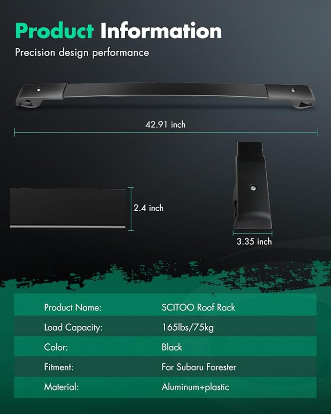 SCITOO fit for 2009 2010 2011 2012 2013 for Subaru Forester Aluminum Alloy Roof Top Cross Bar Set Rock Rack Rail
