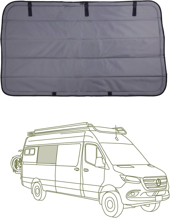 VanEssential Insulated Magnetic Blackout Window Cover Designed for Mercedes-Benz NCV3 & VS30 Middle Window 170 Length Van (Right Hand Side for Van Years 2007 to Current Model) - Charcoal Gray