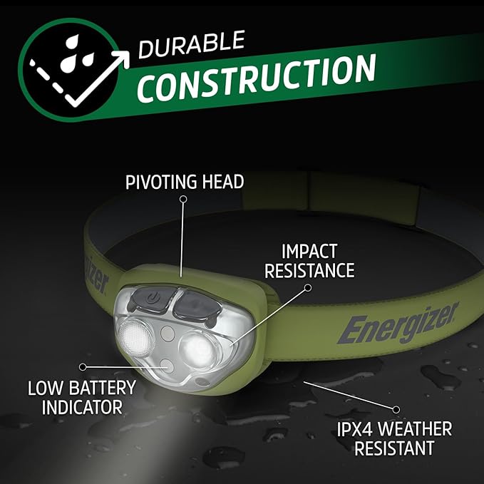 Energizer PRO-400 Headlamp Rechargeable (4-Pack), IPX4 Water Resistant Rechargeable Headlamp, Ultra Bright Multiple Light Modes Head Lamp, Camping, Running, Outdoors, Emergency Light, USB Included