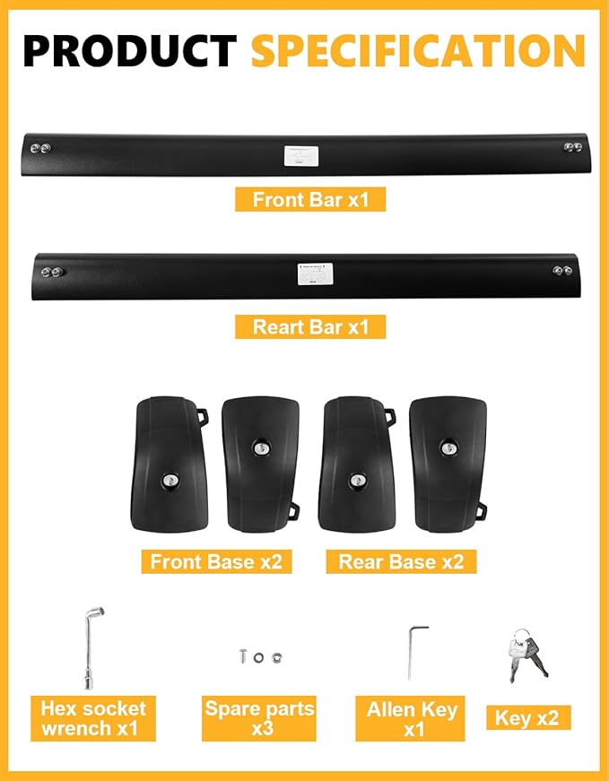 Tuyoung 300lbs Roof Rack Cross Bars Compatible with 2024 2025 2026 Hyundai Kona & Kona Electric, Lockable Heavy Duty Aluminum Roof Rails Crossbars Black Rooftop Cargo Carrier Luggage