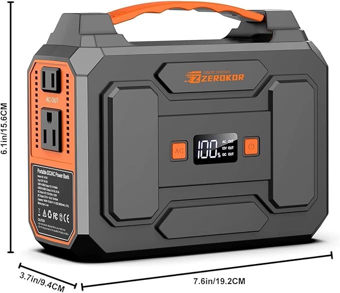 ZeroKor Portable Power Station, 100W Power Pack with AC Outlet, Portable Solar Generator 146Wh External Battery with DC USB C QC3.0 for Smart Devices Camping Home RV VanLife(without Solar Panel)