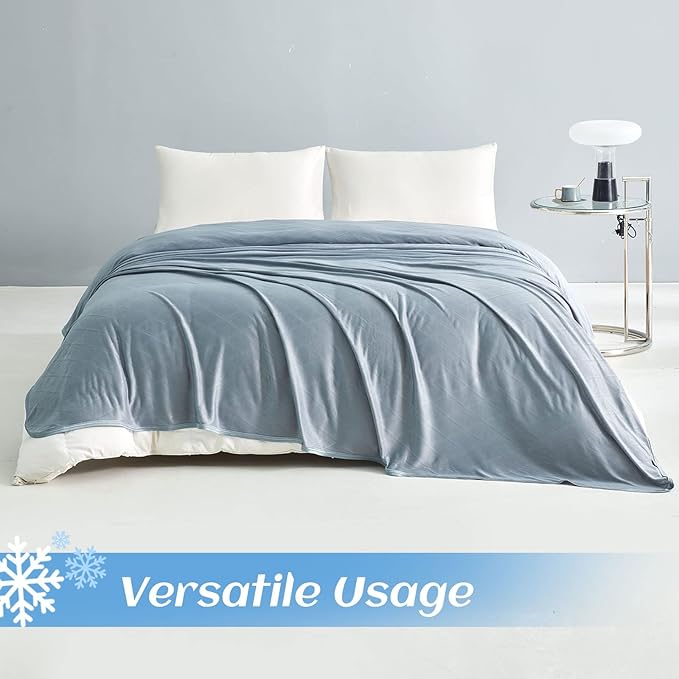 Ailemei Direct 【Upgraded Fabric Cooling Blanket for Hot Sleepers, Queen Size Lightweight Breathable Summer Bed Blankets, Q-Max >0.5 Jade Fiber,Keep Body Cool Hot Flashes Night Sweats,90"x90"