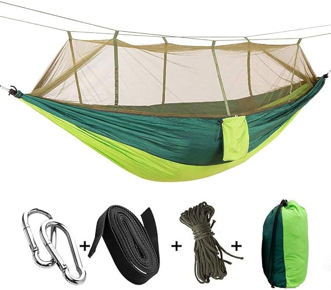 KEPEAK Camping Hammock with Net Netting, Single & Double Tree Hammock Net, Lightweight Nylon Portable Hammock for Backpacking, Camping, Travel, Beach, Yard