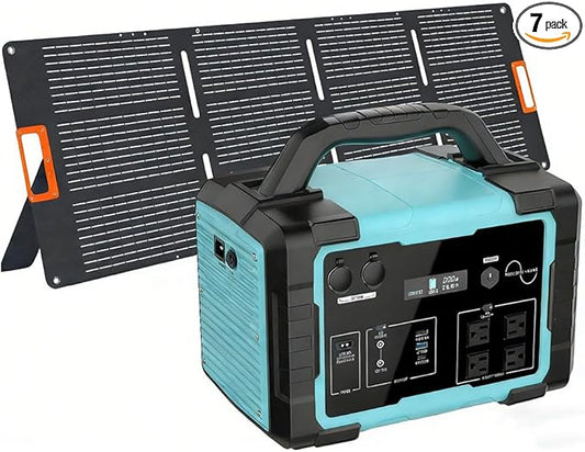 Solar Generator 1800W (3600W Surge) with 200W Solar Panel, 1024Wh LiFePO4 Portable Power Station Kit, 1.5H AC Fast Charge, Clean Energy for Home Backup, RV Camping, Emergency Outages