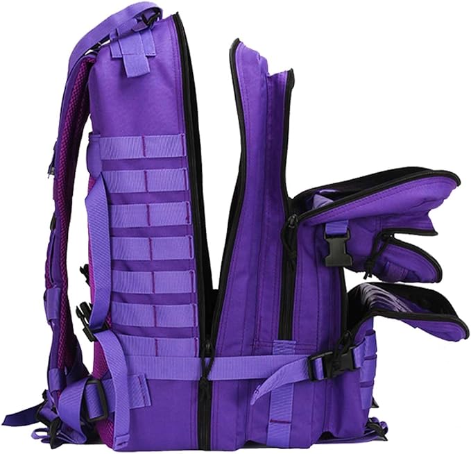 45L Military Tactical Backpack for Men & Women Bug Out Bag Assault pack Molle Daypack Hiking Trekking Rucksack(Purple)