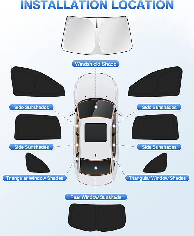 Canvcle Sunshade for 2021-2025 2026 Acura MDX Accessories Windshield Sun Shade Side Rear Window Shade Cover Sun Visor Shield Privacy Protection Keep Vehicle Cool Black 8PCS