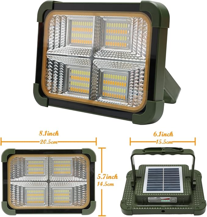 Solar Camping Lantern 200w Rechargeable Outdoor Light Travel Essentials with 6000mAh Emergency 5 Modes Portable LED Work Light Gifts for Camping Hurricane Survival