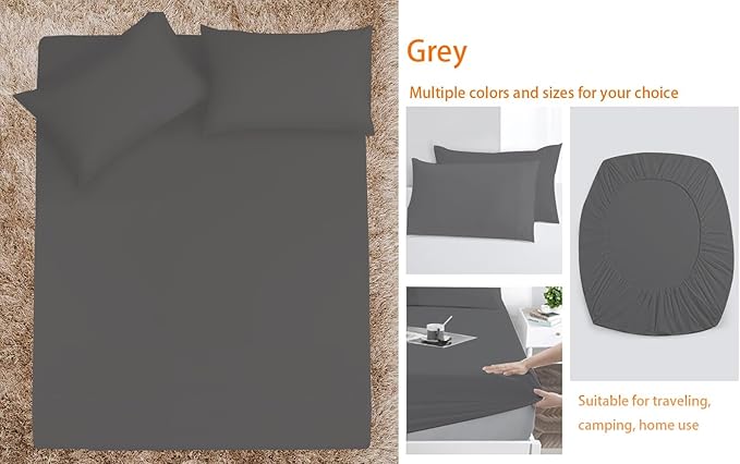AEHISDHIE Queen Air Mattress Sheets - 3 Pieces Queen Sheets Sets 16 to 23 inch - Inflate Without Disassembly Convenient & Firm Easy to use Air Mattress (Grey,Full)