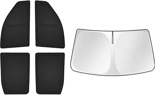 T TGBROS Windshield Sun Shade for GMC Sierra/Chevrolet Silverado 2019-2025 2026 Car Window Shades Thicken UV Block and Blackout Privacy Foldable Sunshades 5PCS Accessories Keep Cool Sun Visor Covers